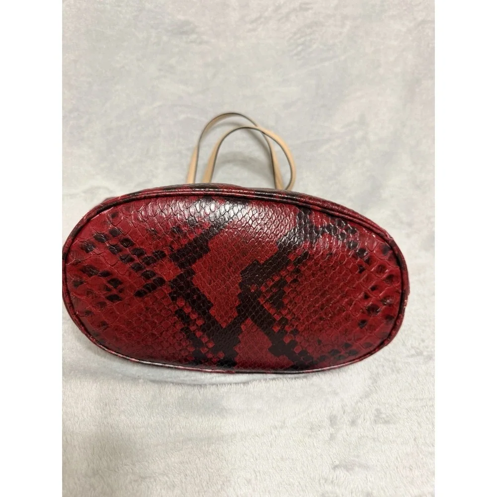 Michael Kors Jet Set Red Python Leather Tote Shoulder Bag Purse Snakeskin - Picture 5 of 7